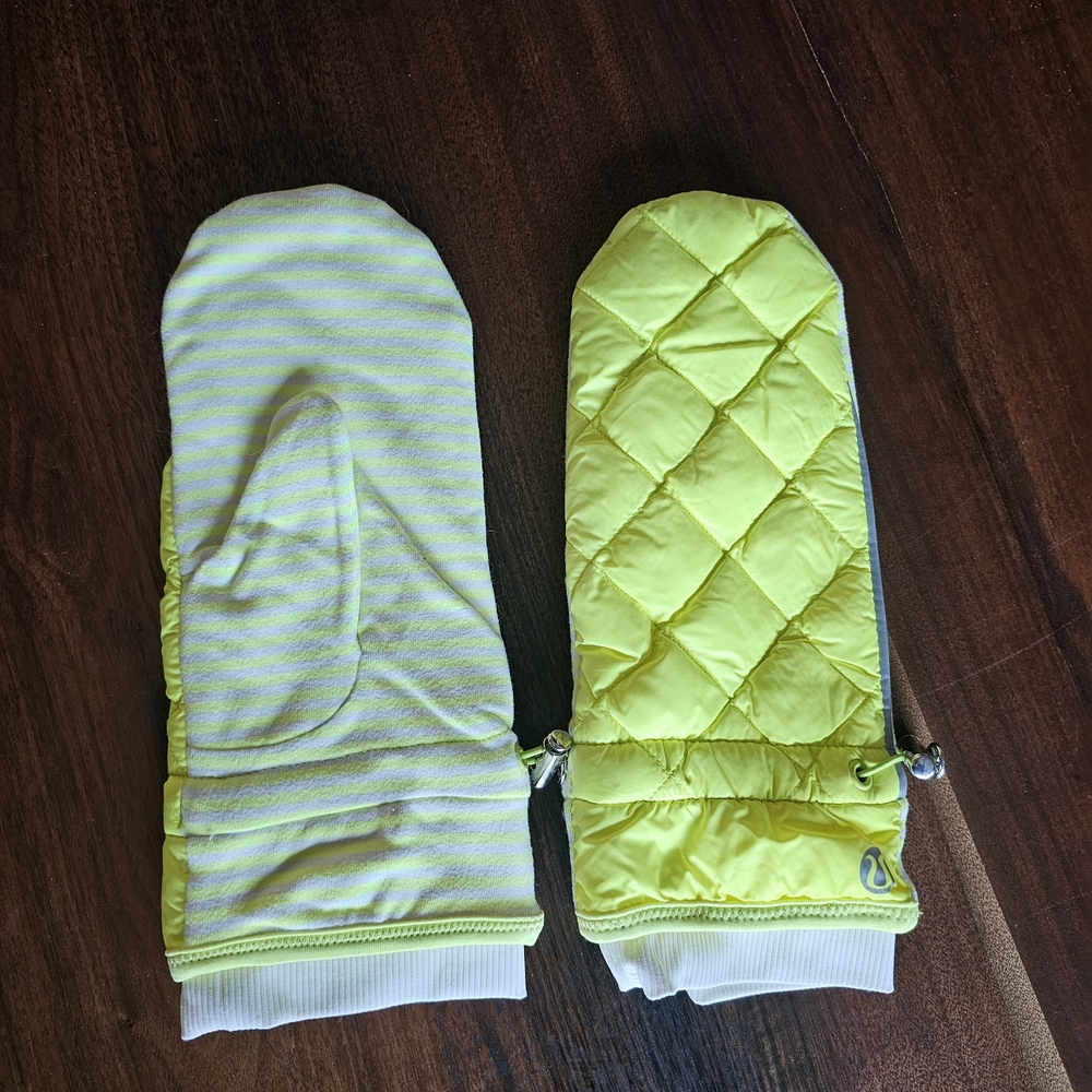 Lululemon Athletica Neon Yellow Quilted Mittens